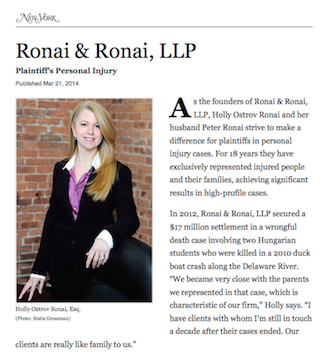 Holly Ronai Selected for New York Magazine's Women Leaders in the Law 2014
